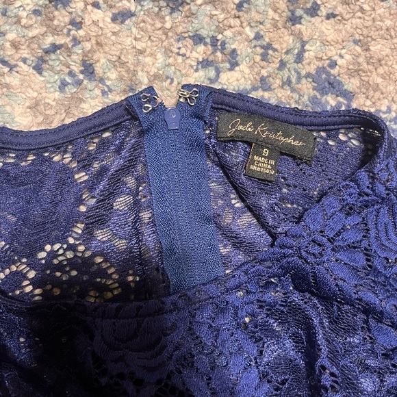Jodi Kristopher Navy Lace Fit & Flare Dress - Size 9 - Picture 3 of 3